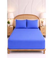 More Home Tek Kişilik Lastikli Çarşaf  Seti + Yastık Kılıfı Koyu Mavi