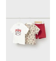 Mayoral Erkek Bebek İki Tshirtlü Penye Şort Takım Kırmızı