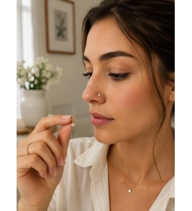 925 Ayar Gümüş Beyaz Taşlı Sarı Renk Burun Hızması Piercing Minimal L Şekilli Unisex Nose Stud