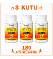 Biotin 5000 mcg 3 Kutu 180 Bitkisel Kapsül – Biotin Takviye Edici Gıda