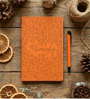 Kişiye Özel İsme Özel Çiçekli Defter Doğum Günü Hediyesi (Turuncu)