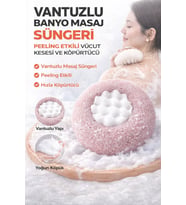 Vantuzlu Banyo Masaj Süngeri Peeling Etkili Vücut Kesesi & Köpürtücü Banyo Lif Süngeri