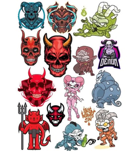 Şeytan Sticker Set 18 15 Parça Telefon, Tablet, Defter, Laptop Sticker