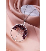 Lal Granat Taşı ( garnet) Hayat Ağacı Kolye