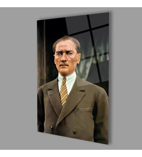 Atatürk Portre Cam Tablo Hediyelik Büyük Tablo Ev Ofis Dekoru