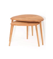 Fawdecor Naturel Masif Doğal Tekli, 2'li, 3'lü Zigon Sehpa Set, Modern Masif Yan Sehpa (Açık Meşe)