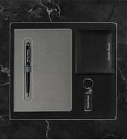 Kişiye Özel Lüks Kutulu Touch Pen Kalem & Kumaş Kaplı Lüks Defter Gerçek Deri Cüzdan Anahtarlık LK115