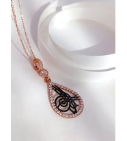 18 Ayar Altın Kaplama Damla Rose Osmanlı Tuğra Tasarım Kadın Gümüş Kolye (Gold)