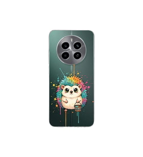 Realme 12 ile Uyumlu Splash Kirpi Tasarımlı Şeffaf Silikon Kılıf