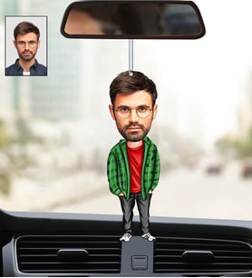 Kişiye Özel Fotoğraflı Abi 3 Tasarımlı Karikatür Araba Dikiz Ayna Süsü