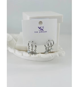 Rodyum Zirkon Taşlı Pirinç Zirkon Küpe - Kp00403