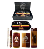 Galatasaray Orjinal Lisanslı Kırmızı Kutu Kalemtraş Ahşap Kutulu 6'lı Kırtasiye Seti (Kırmızı-Siyah)