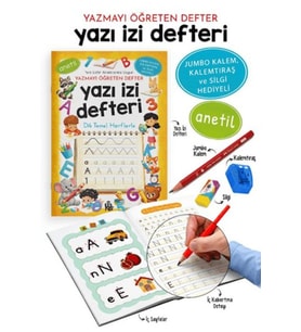 Yazı İzi Defteri - Yazmayı Öğreten Defter - Jumbo Kalem, Kalemtıraş ve Silgi Hediyeli