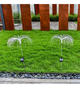 2 adet  7 Renk Fiber Optik Dekoratif Aydınlatma Güneş Enerjili Dış Mekan Bahçe Lambası Solar Fiber Optik Led