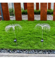 2 adet  7 Renk Fiber Optik Dekoratif Aydınlatma Güneş Enerjili Dış Mekan Bahçe Lambası Solar Fiber Optik Led