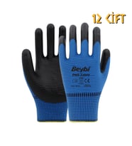 Beybi Polyester-Nitril İş Eldiveni PN5 Zebra No: 10 MAVİ - 12 Çift