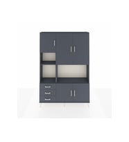 Arges Gardrop 9 Raflı 3 Çekmeceli 5 Kapaklı 132x30x195 Antrasit-Antrasit