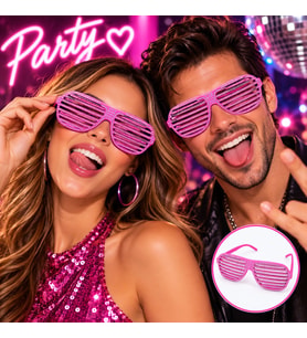 Gümüş Detaylı Pembe Panjur Parti Gözlüğü (5690)