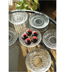 14cm Kristal Cam Tabak Takımı, Kahvaltı ve Tatlılar İçin 6'lı Set