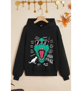 Çocuk T - Rex Baskılı Sweatshirt (Siyah)