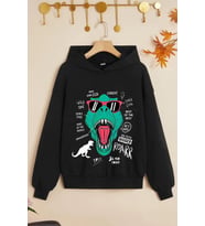 Çocuk T - Rex Baskılı Sweatshirt (Siyah)