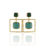 Kadir Jewellery 22 Ayar Altın Kaplama Kadın Sallantılı Küpe -El İşçiliği Ve Hipoalerjenik Küpe (K.Yeşil)