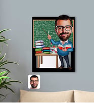 BK Gift Kişiye Özel Erkek Fizik Öğretmeni Karikatürlü 3D Ahşap Tablo-1