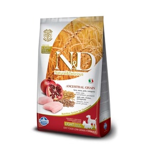 ND Düşük Tahıllı Light Tavuklu Narlı Mini Irk Köpek Maması 2,5 Kg