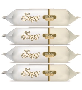 Sleepy Islak Havlu Mendil 90 Yaprak (4 Lü Set) Beyaz Sabun Kokulu Plastik Kapaklı (360 Yaprak)
