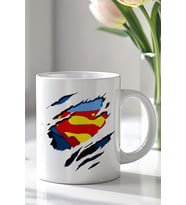 Superman Tasarımlı 330ml Baskılı Beyaz Seramik Kupa Bardak