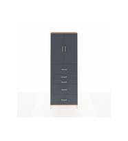 Arges Dolap 3 Raflı 5 Çekmeceli 2 Kapaklı 88x30x243 Çam-Antrasit