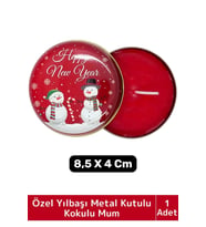 Luxery Yeni Yıl Parti New Year Yılbaşı Özel Metal Kutulu 8,5X4Cm Aromalı Kokulu Dekoratif Mum 1 Adet
