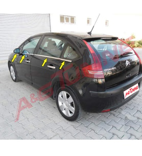 Citroen C4 HB Krom Cam Çıtası Tk 2005-2010 8Prç Paslanmaz Çelik