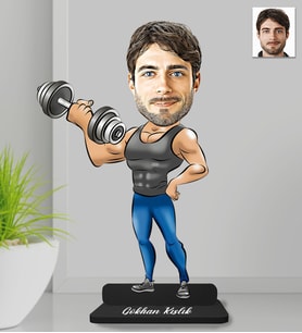 Kişiye Özel İsimli Fitness Erkek Ahşap Biblo-5