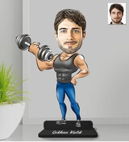 Kişiye Özel İsimli Fitness Erkek Ahşap Biblo-5