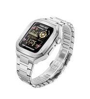 Uray store Apple Watch 45mm Metal Petek Kasalı Kordon - Gümüş