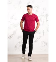 SLİMFİT BASKILI PAMUKLU ERKEK PENYE T-SHİRT (Bordo)