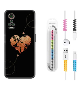 General Mobile GM 21 Pro GM 22 Pro Plus Kılıf Kablo Koruma Spiral Silikon Plane Heart 1721