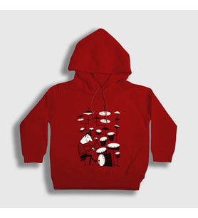 Presmono Unisex Çocuk Kırmızı Drums Baterist Hediye Müzisyen Musician Kapüşonlu Sweatshirt 508058tt