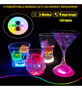 Işıklı Yapışkanlı Bardak Altı Aparatı Ledli 3 Fonksiyonlu 6 cm Çap (5343)