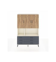 Arges Dolap 6 Raflı 6 Çekmeceli 3 Kapaklı 132x30x195 Aytaşı-Çam/Antrasit