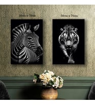 zebra kaplan tablo resim kanvas 2 adet 50x70