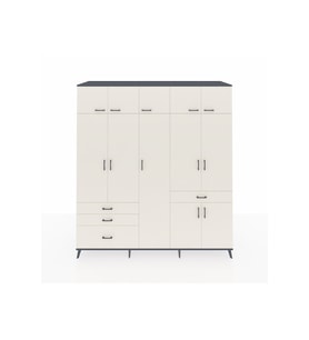 Kronos Dolap 11 Raflı 4 Çekmeceli 2 Askılı 220x59x243 Antrasit-Aytaşı/Aytaşı