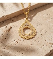 BZ Altın Kaplama Zirkon Taşlı Sonsuzluk Yarım Çerçeve Kolye Ucu (Gold)