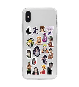 Iphone X ve XS Uyumlu Anime Sticker Tasarımlı Şeffaf Telefon Kılıfı
