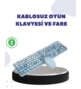 Mey İthalat® Kablosuz Klavye Mouse Seti – 104 Tuşlu, Sessiz Yazım