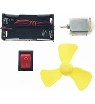 Okul Deney Seti - 1 DC Motor, Anahtar, Pil Yatağı, Pervane Set, Kablo