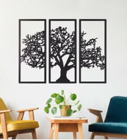 Gowpenart 3 Parça Ağaç Ev&Ofis Metal Duvar Tablosu