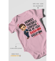 Babaya Özel Kısa Kollu Bebek Body %100 Pamuk
