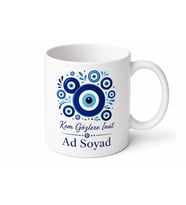 Göz Motifi Nazarlık Desenli Kem Gözlere Karşı Esprili Kupa Bardak Hediye